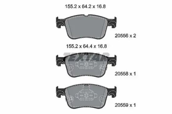 Bremsbelagsatz, Scheibenbremse Vorderachse TEXTAR 2055601 Bild Bremsbelagsatz, Scheibenbremse Vorderachse TEXTAR 2055601