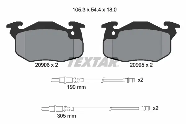 Bremsbelagsatz, Scheibenbremse Vorderachse TEXTAR 2090603