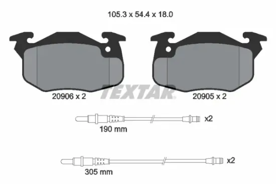 Bremsbelagsatz, Scheibenbremse Vorderachse TEXTAR 2090603 Bild Bremsbelagsatz, Scheibenbremse Vorderachse TEXTAR 2090603