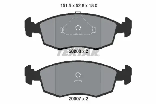 Bremsbelagsatz, Scheibenbremse Vorderachse TEXTAR 2090802 Bild Bremsbelagsatz, Scheibenbremse Vorderachse TEXTAR 2090802