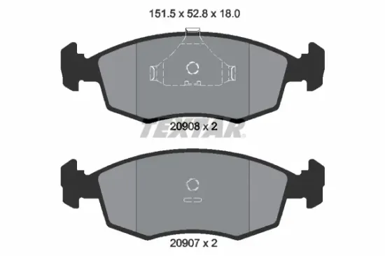 Bremsbelagsatz, Scheibenbremse Vorderachse TEXTAR 2090802 Bild Bremsbelagsatz, Scheibenbremse Vorderachse TEXTAR 2090802