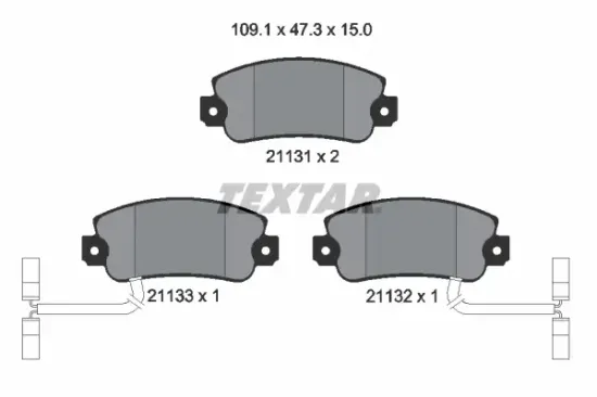 Bremsbelagsatz, Scheibenbremse Vorderachse TEXTAR 2113103 Bild Bremsbelagsatz, Scheibenbremse Vorderachse TEXTAR 2113103