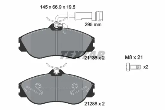 Bremsbelagsatz, Scheibenbremse Vorderachse TEXTAR 2113802 Bild Bremsbelagsatz, Scheibenbremse Vorderachse TEXTAR 2113802
