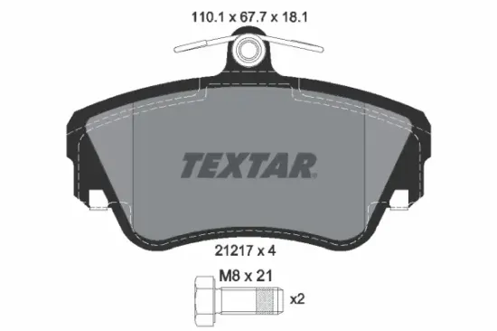 Bremsbelagsatz, Scheibenbremse Vorderachse TEXTAR 2121702 Bild Bremsbelagsatz, Scheibenbremse Vorderachse TEXTAR 2121702
