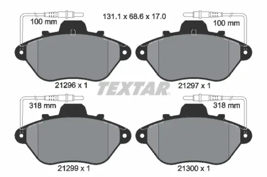 Bremsbelagsatz, Scheibenbremse Vorderachse TEXTAR 2129603 Bild Bremsbelagsatz, Scheibenbremse Vorderachse TEXTAR 2129603