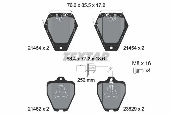 Bremsbelagsatz, Scheibenbremse Vorderachse TEXTAR 2145401
