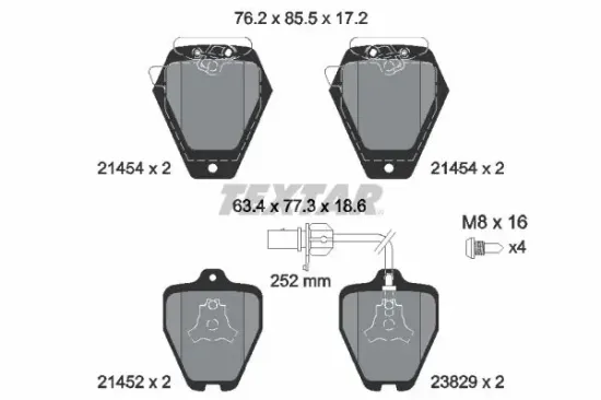 Bremsbelagsatz, Scheibenbremse Vorderachse TEXTAR 2145401 Bild Bremsbelagsatz, Scheibenbremse Vorderachse TEXTAR 2145401