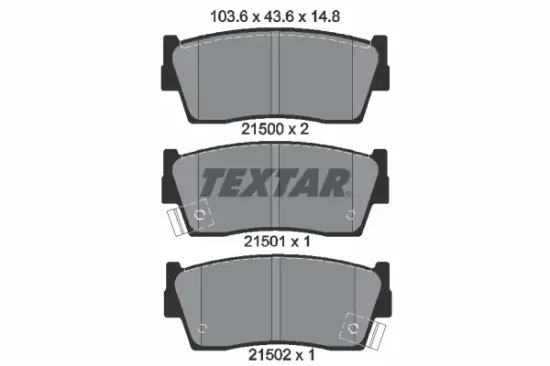 Bremsbelagsatz, Scheibenbremse Vorderachse TEXTAR 2150001 Bild Bremsbelagsatz, Scheibenbremse Vorderachse TEXTAR 2150001