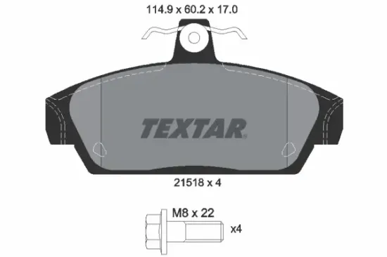 Bremsbelagsatz, Scheibenbremse Vorderachse TEXTAR 2151801 Bild Bremsbelagsatz, Scheibenbremse Vorderachse TEXTAR 2151801