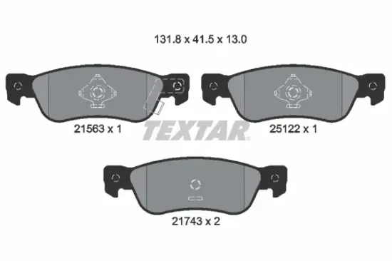 Bremsbelagsatz, Scheibenbremse Hinterachse TEXTAR 2156301 Bild Bremsbelagsatz, Scheibenbremse Hinterachse TEXTAR 2156301