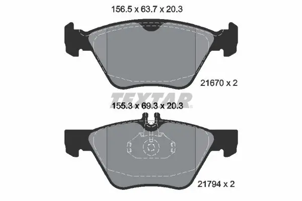 Bremsbelagsatz, Scheibenbremse TEXTAR 2167001