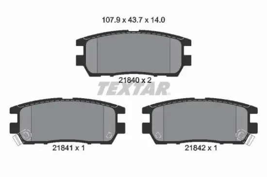 Bremsbelagsatz, Scheibenbremse Hinterachse TEXTAR 2184002 Bild Bremsbelagsatz, Scheibenbremse Hinterachse TEXTAR 2184002