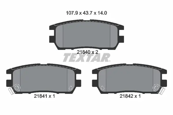 Bremsbelagsatz, Scheibenbremse Hinterachse TEXTAR 2184002