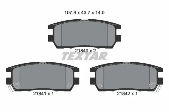 Bremsbelagsatz, Scheibenbremse Hinterachse TEXTAR 2184002 Bild Bremsbelagsatz, Scheibenbremse Hinterachse TEXTAR 2184002