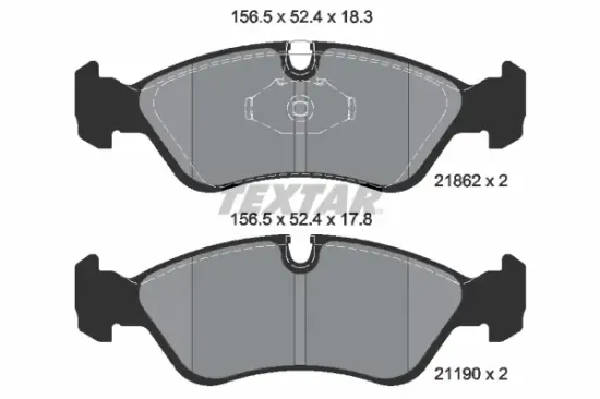 Bremsbelagsatz, Scheibenbremse Vorderachse TEXTAR 2186201 Bild Bremsbelagsatz, Scheibenbremse Vorderachse TEXTAR 2186201