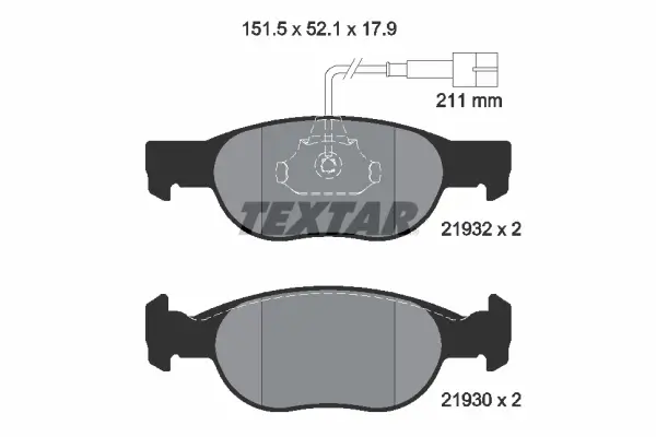 Bremsbelagsatz, Scheibenbremse Vorderachse TEXTAR 2193201