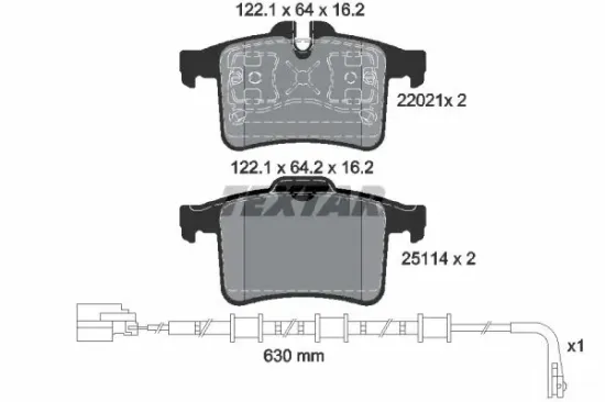 Bremsbelagsatz, Scheibenbremse TEXTAR 2202101 Bild Bremsbelagsatz, Scheibenbremse TEXTAR 2202101