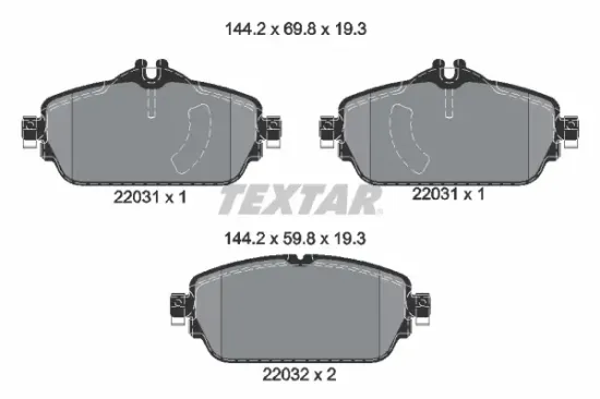 Bremsbelagsatz, Scheibenbremse Vorderachse TEXTAR 2203101 Bild Bremsbelagsatz, Scheibenbremse Vorderachse TEXTAR 2203101