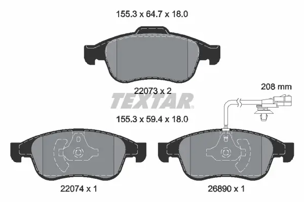 Bremsbelagsatz, Scheibenbremse Vorderachse TEXTAR 2207301