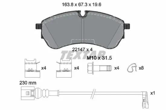 Bremsbelagsatz, Scheibenbremse Vorderachse TEXTAR 2214703 Bild Bremsbelagsatz, Scheibenbremse Vorderachse TEXTAR 2214703