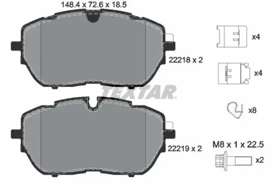 Bremsbelagsatz, Scheibenbremse Vorderachse TEXTAR 2221801 Bild Bremsbelagsatz, Scheibenbremse Vorderachse TEXTAR 2221801