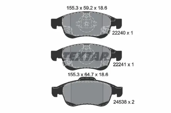 Bremsbelagsatz, Scheibenbremse Vorderachse TEXTAR 2224001 Bild Bremsbelagsatz, Scheibenbremse Vorderachse TEXTAR 2224001