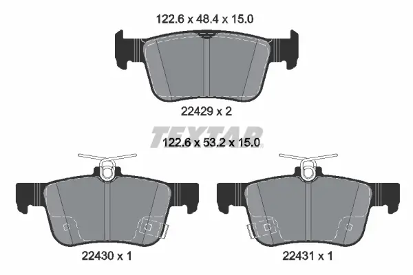 Bremsbelagsatz, Scheibenbremse Hinterachse TEXTAR 2242901