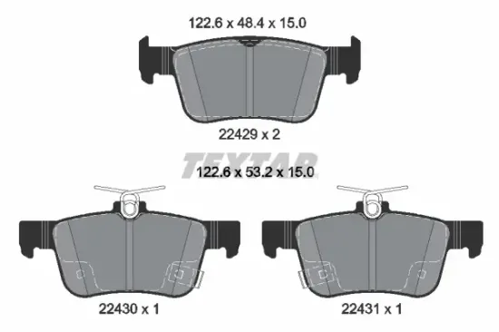Bremsbelagsatz, Scheibenbremse Hinterachse TEXTAR 2242901 Bild Bremsbelagsatz, Scheibenbremse Hinterachse TEXTAR 2242901