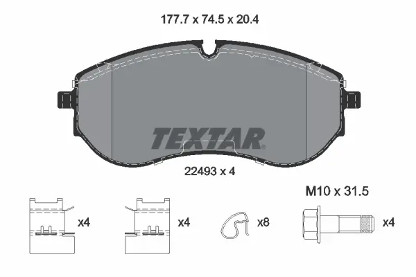 Bremsbelagsatz, Scheibenbremse Vorderachse TEXTAR 2249301
