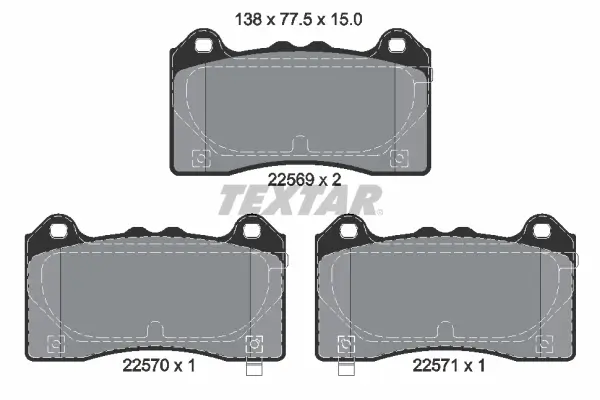 Bremsbelagsatz, Scheibenbremse Vorderachse TEXTAR 2256901