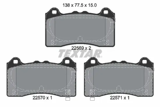 Bremsbelagsatz, Scheibenbremse Vorderachse TEXTAR 2256901 Bild Bremsbelagsatz, Scheibenbremse Vorderachse TEXTAR 2256901