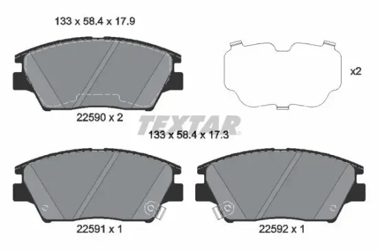 Bremsbelagsatz, Scheibenbremse Vorderachse TEXTAR 2259001 Bild Bremsbelagsatz, Scheibenbremse Vorderachse TEXTAR 2259001