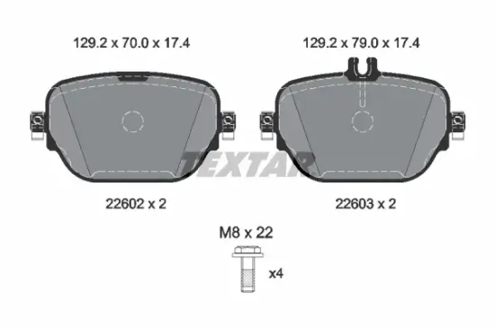 Bremsbelagsatz, Scheibenbremse Hinterachse TEXTAR 2260203 Bild Bremsbelagsatz, Scheibenbremse Hinterachse TEXTAR 2260203