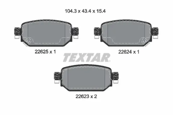Bremsbelagsatz, Scheibenbremse Hinterachse TEXTAR 2262301 Bild Bremsbelagsatz, Scheibenbremse Hinterachse TEXTAR 2262301