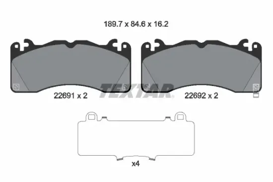 Bremsbelagsatz, Scheibenbremse Vorderachse TEXTAR 2269101 Bild Bremsbelagsatz, Scheibenbremse Vorderachse TEXTAR 2269101
