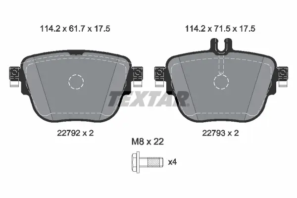 Bremsbelagsatz, Scheibenbremse Hinterachse TEXTAR 2279201