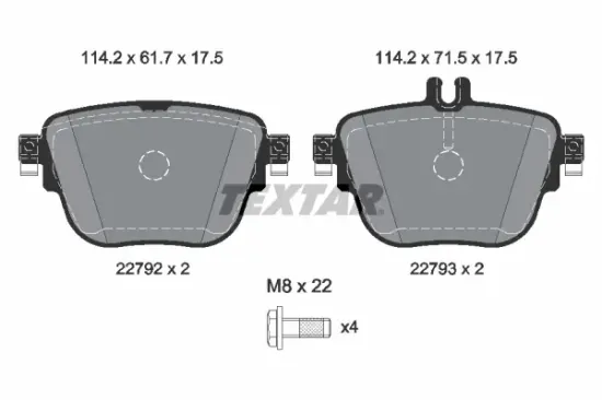 Bremsbelagsatz, Scheibenbremse Hinterachse TEXTAR 2279201 Bild Bremsbelagsatz, Scheibenbremse Hinterachse TEXTAR 2279201