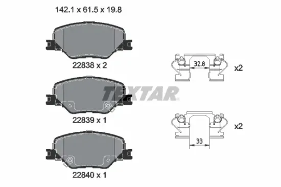 Bremsbelagsatz, Scheibenbremse Vorderachse TEXTAR 2283801 Bild Bremsbelagsatz, Scheibenbremse Vorderachse TEXTAR 2283801