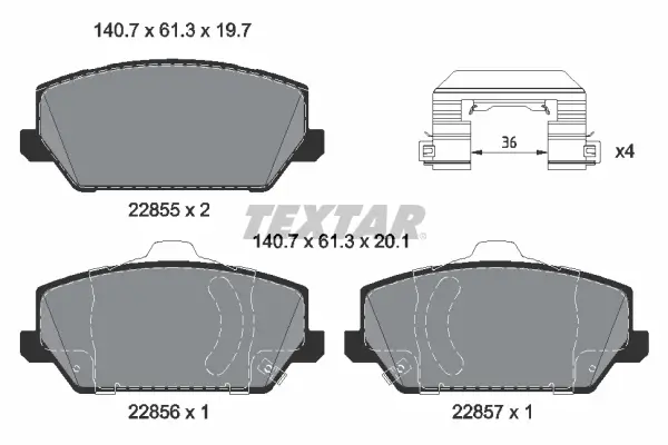 Bremsbelagsatz, Scheibenbremse Vorderachse TEXTAR 2285501