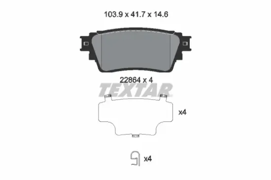 Bremsbelagsatz, Scheibenbremse Hinterachse TEXTAR 2286401 Bild Bremsbelagsatz, Scheibenbremse Hinterachse TEXTAR 2286401