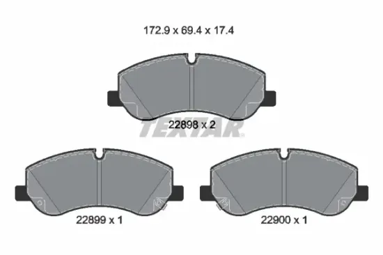 Bremsbelagsatz, Scheibenbremse Vorderachse TEXTAR 2289801 Bild Bremsbelagsatz, Scheibenbremse Vorderachse TEXTAR 2289801