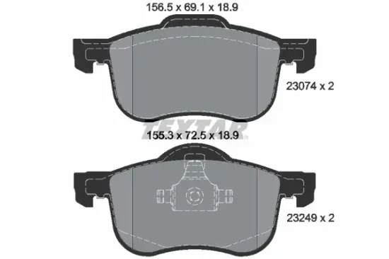 Bremsbelagsatz, Scheibenbremse Vorderachse TEXTAR 2307401 Bild Bremsbelagsatz, Scheibenbremse Vorderachse TEXTAR 2307401