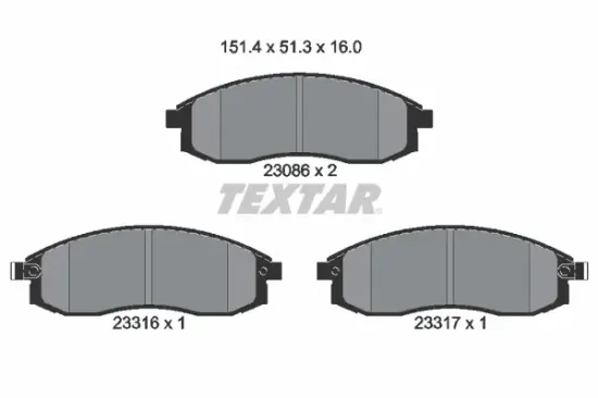 Bremsbelagsatz, Scheibenbremse Vorderachse TEXTAR 2308602 Bild Bremsbelagsatz, Scheibenbremse Vorderachse TEXTAR 2308602