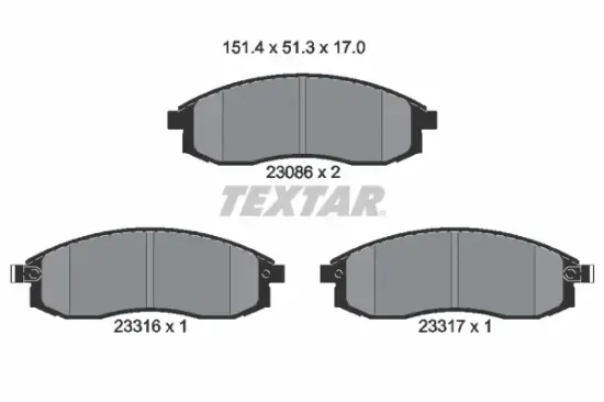 Bremsbelagsatz, Scheibenbremse Vorderachse TEXTAR 2308601 Bild Bremsbelagsatz, Scheibenbremse Vorderachse TEXTAR 2308601