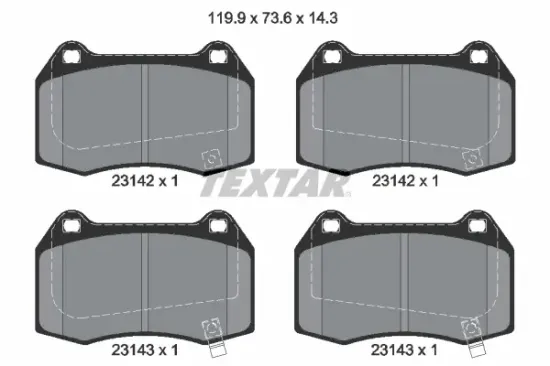 Bremsbelagsatz, Scheibenbremse Vorderachse TEXTAR 2314201 Bild Bremsbelagsatz, Scheibenbremse Vorderachse TEXTAR 2314201