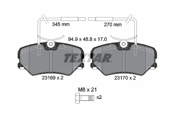 Bremsbelagsatz, Scheibenbremse Vorderachse TEXTAR 2316901