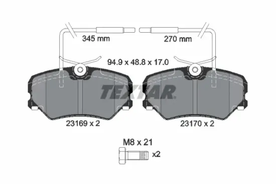 Bremsbelagsatz, Scheibenbremse Vorderachse TEXTAR 2316901 Bild Bremsbelagsatz, Scheibenbremse Vorderachse TEXTAR 2316901