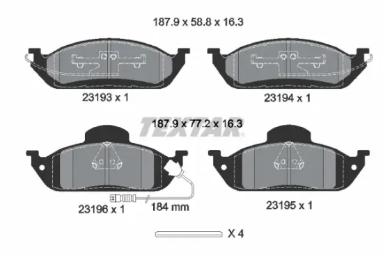 Bremsbelagsatz, Scheibenbremse Vorderachse TEXTAR 2319303 Bild Bremsbelagsatz, Scheibenbremse Vorderachse TEXTAR 2319303