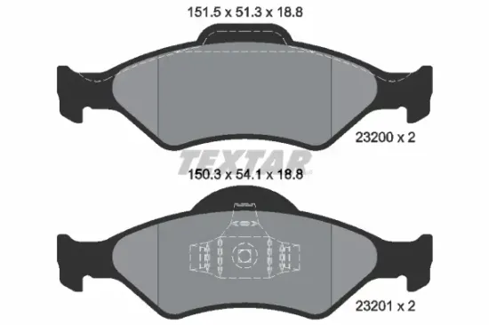 Bremsbelagsatz, Scheibenbremse Vorderachse TEXTAR 2320001 Bild Bremsbelagsatz, Scheibenbremse Vorderachse TEXTAR 2320001