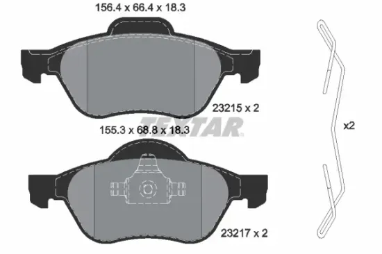 Bremsbelagsatz, Scheibenbremse Vorderachse TEXTAR 2321502 Bild Bremsbelagsatz, Scheibenbremse Vorderachse TEXTAR 2321502